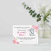 Raad mama's buik spel Kaart olifant Baby shower (Staand voorkant)