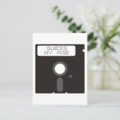 Raad mijn leeftijd. Grappige oude computer floppy Briefkaart (Staand voorkant)