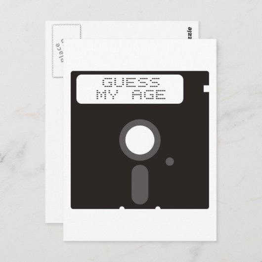 Raad mijn leeftijd. Grappige oude computer floppy Briefkaart (Voorkant / Achterkant)