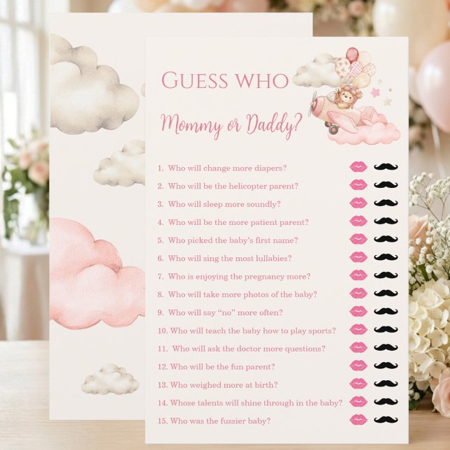 Raad Moeder of Vader Baby Shower Spel (We Can Bearly Wait Guess Who Mommy or Daddy Game | Girl Baby Shower)