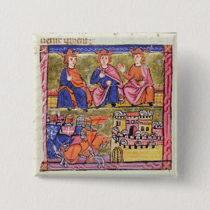 Raad van Acre en Damascus Vierkante Button 5,1 Cm