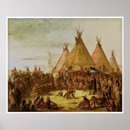 Raad van de Sioux-oorlog van George Catlin Poster (Voorkant)