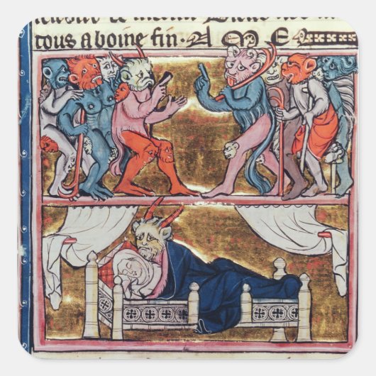 Raad van demonen, uit 'l'Histoire de Merlin' Vierkante Sticker (Voorkant)