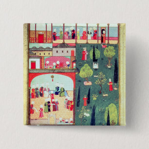 Raad van ministers te Topkapi Palace Vierkante Button 5,1 Cm