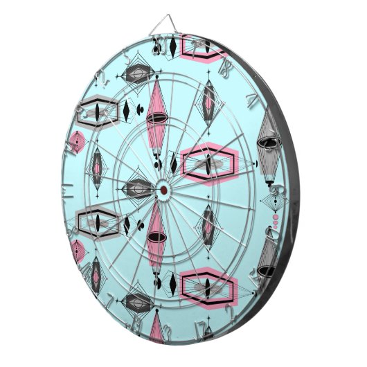 Raad voor atoomroze en grijze patroonontwerper dartbord (Voorkant Rechts)