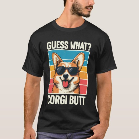 Raad Wat Corgi Achterwerk 1 T-shirt (Voorkant)