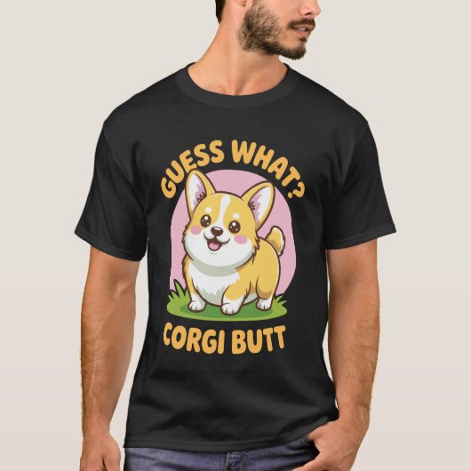 Raad Wat Corgi Achterwerk 2 T-shirt (Voorkant)