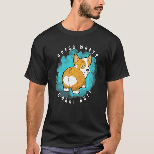 Raad Wat Corgi Achterwerk Corgi T-shirt (Voorkant)