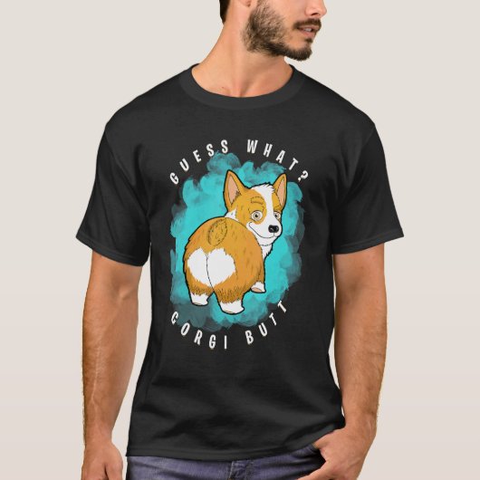 Raad Wat Corgi Achterwerk Corgi T-shirt (Voorkant)