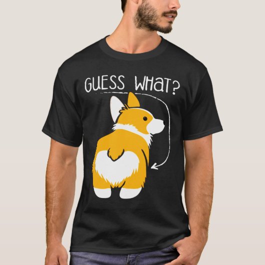 Raad Wat Corgi Achterwerk T-shirt (Voorkant)