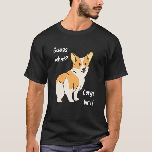 Raad Wat Corgi Kont Hond Design T-shirt (Voorkant)