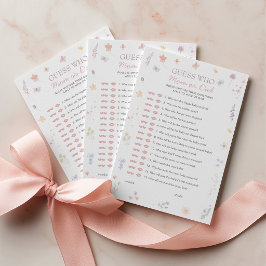 Raad Wie Baby Shower Spel Pastel Bloemen Advieskaart