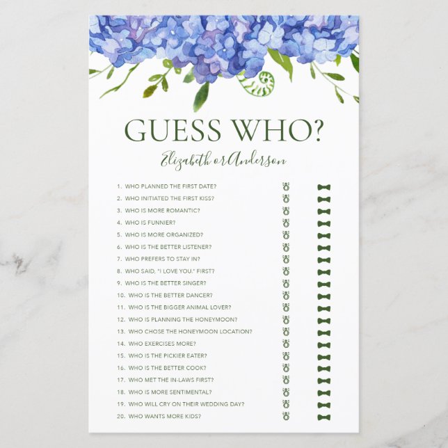 Raad Wie Blauwe Hortensia's (Voorkant)