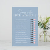 Raad wie bruid of bruidegom blauw Vrijgezellenfees (Staand voorkant)