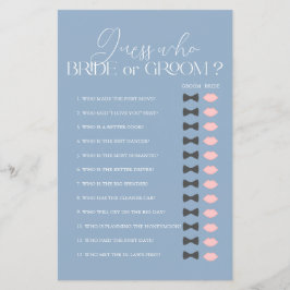 Raad wie bruid of bruidegom blauw Vrijgezellenfees