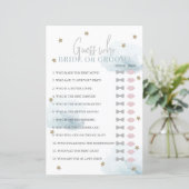 Raad wie bruid of bruidegom blauw Vrijgezellenfees (Staand voorkant)