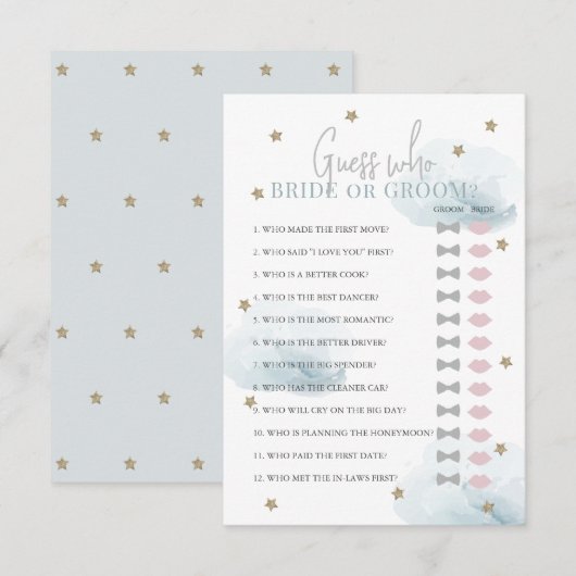 Raad wie bruid of bruidegom blauw Vrijgezellenfees Kaart (Voorkant / Achterkant)