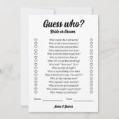 Raad wie bruid of bruidegom bruiloft spel kaart (Voorkant)