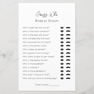 Raad wie-bruid of bruidegom-gewoon bruids douche s