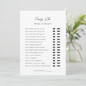 Raad wie-bruid of bruidegom-gewoon bruids douche s feestdagenkaart (Staand voorkant)