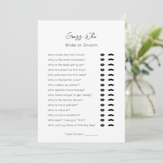 Raad wie-bruid of bruidegom-gewoon bruids douche s feestdagenkaart (Staand voorkant)