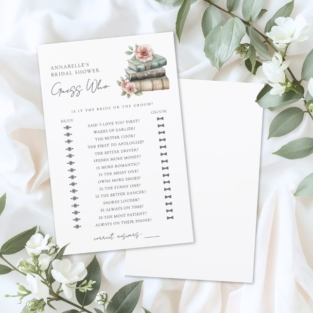 Raad Wie Bruiloftsboek Bruidsfeest Spel (Guess Who Book Bridal Shower Game)