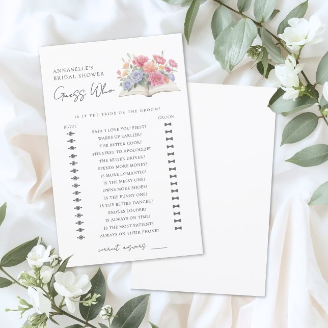 Raad Wie Bruiloftsboek Bruidsfeest Spel (Guess Who Book Bridal Shower Game)