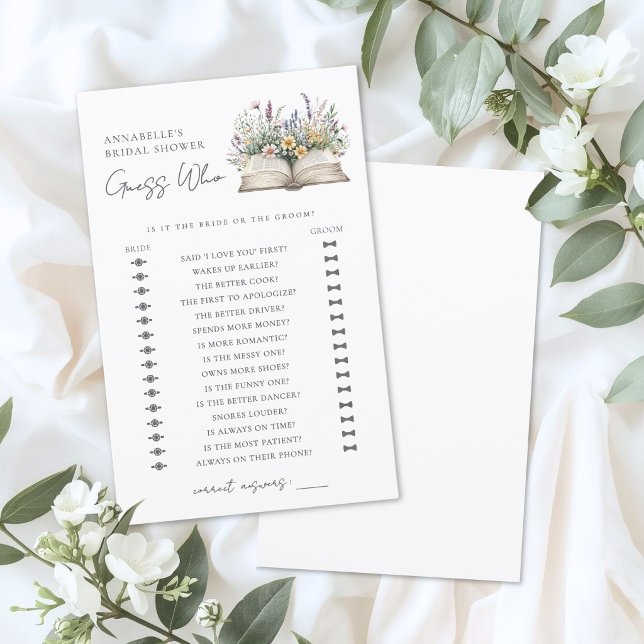 Raad Wie Bruiloftsboek Bruidsfeest Spel (Guess Who Book Bridal Shower Game)