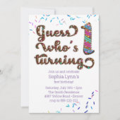 Raad wie er 1 wordt Sprinkels Koek Verjaardag Kaart (Voorkant)