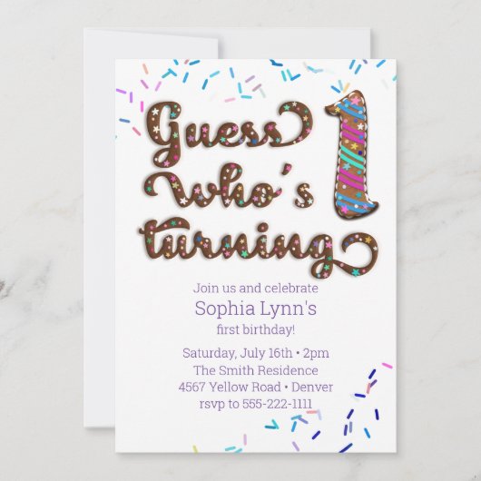 Raad wie er 1 wordt Sprinkels Koek Verjaardag Kaart (Voorkant)