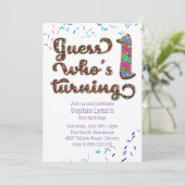 Raad wie er 1 wordt Sprinkels Koek Verjaardag Kaart (Staand voorkant)