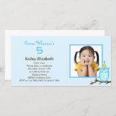 Raad Wie? Foto Verjaardagsfeest Uitnodiging -Blauw (Voorkant / Achterkant)