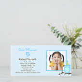 Raad Wie? Foto Verjaardagsfeest Uitnodiging -Blauw (Staand voorkant)