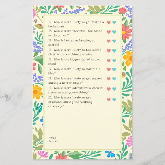 Raad Wie Funny Bruiloft & Bruidsfeest Spel (Achterkant)