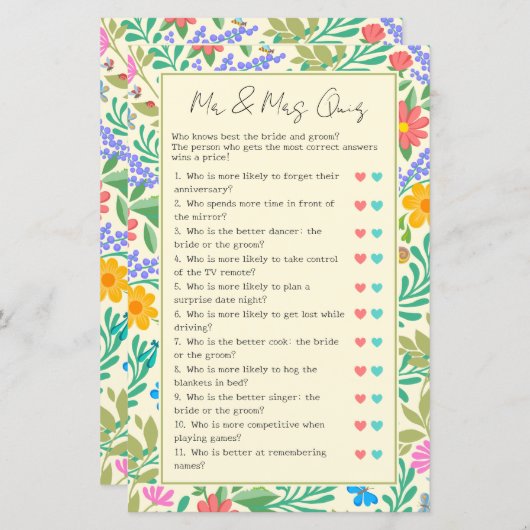 Raad Wie Funny Bruiloft & Bruidsfeest Spel (Voorkant / Achterkant)