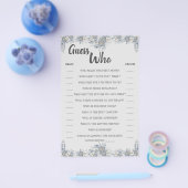 Raad Wie Grijs Bloemig Bruidsfeest Spelkaart Flyer (Enkel)