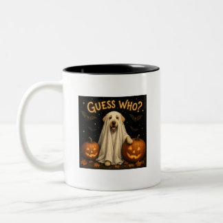 Raad wie? Halloween Geest Labrador Hond Ontwerp Tweekleurige Koffiemok