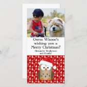 Raad Wie Kerstuil met Kerstman Hoed Feestdagenkaart (Voorkant / Achterkant)