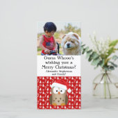 Raad Wie Kerstuil met Kerstman Hoed Feestdagenkaart (Staand voorkant)