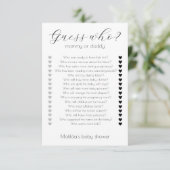 Raad wie mam of pap minimalistisch Baby shower spe Kaart (Staand voorkant)