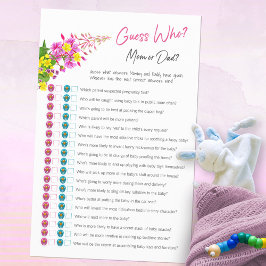 Raad wie mam of pap wildflower Baby shower spel