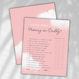 Raad wie mama of papa meisje Baby shower spel