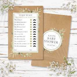 Raad Wie Mama Papa Rustieke Baby Shower Spel