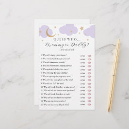 Raad wie mammie of pappie baby shower spelkaart