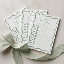 Raad Wie Moeder of Vader Baby Shower Spel Groen Go Advieskaart