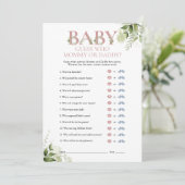 Raad Wie Oma Papa Groene Baby Shower Spel Kaart (Staand voorkant)