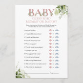 Raad Wie Oma Papa Groene Baby Shower Spel Kaart (Voorkant)