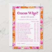 Raad wie roze & bloemig Baby shower spel Kaart (Voorkant)