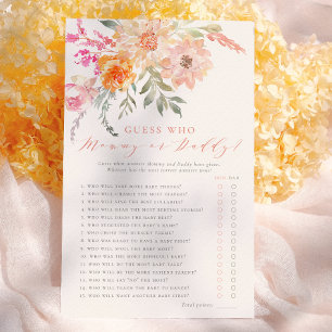 Raad Wie Roze & Turquoise Lente Baby Shower Spel