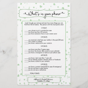 Raad wie + telefoonspeletjes, Ierse bruidsuitnodig Flyer